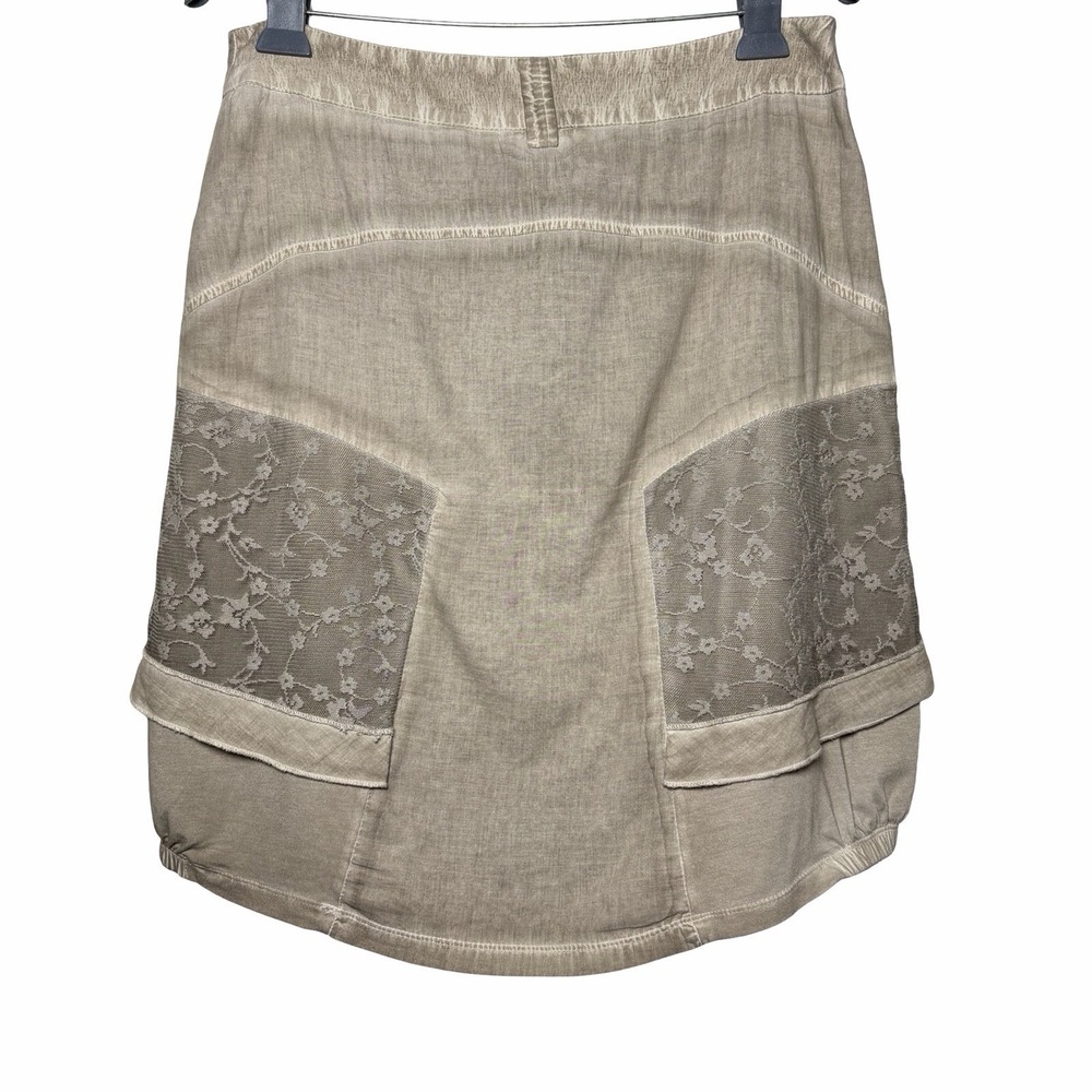 Dolcezza Michael Phillips Lace Patchwork Bubble Hem Skirt Boho Taupe M Lagenlook - Picture 3 of 13